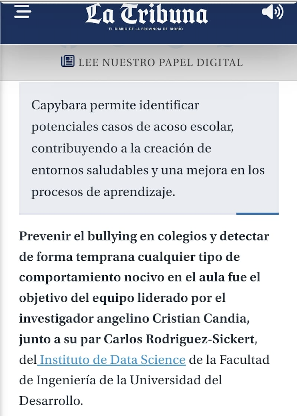 Imagen de Angelino es parte del equipo creativo de innovador videojuego que predice y previene el bullying